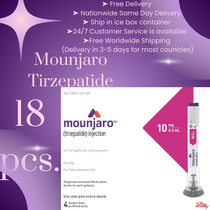 Mounjaro Tirzepatide 2mg, 18 to 73 Pens, Choice of 2.5 mg, 5 mg, 7.5 mg, 10 mg, 12.5 mg, 15 mg Ship from Philippines