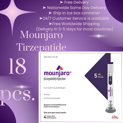 Mounjaro Tirzepatide 2mg, 18 to 73 Pens, Choice of 2.5 mg, 5 mg, 7.5 mg, 10 mg, 12.5 mg, 15 mg Ship from Philippines